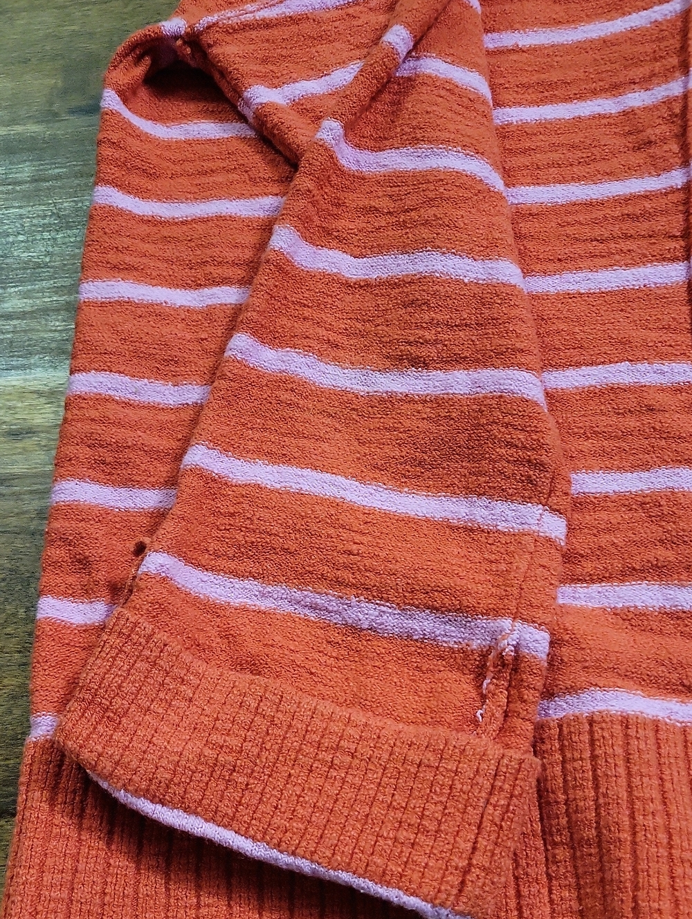 LOFT Coral Pink Striped V-Neck Button Sweater Size XS - Picture 11 of 15
